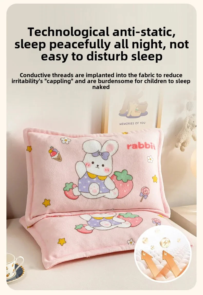 Kids Thick Warm Winter Pillowcase ,Velvet Flannel Skin-Friendly Pillowshams,Fluffy Fabric Pillow Covers Super Soft Home Textiles