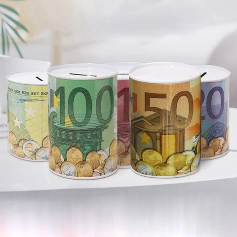 1PC European American Style Dollar Pattern Iron Piggy Bank Creative Coin Money Storage Jars Home Office Decoration Children Gift