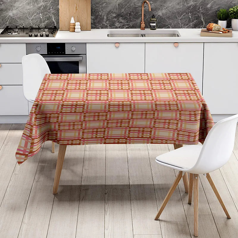 Kitchen Tablecloth Plaid Printed Non-slip Washable Cotton Polyester Dining Room Decor Decoration Home Textiles Red Yellow White