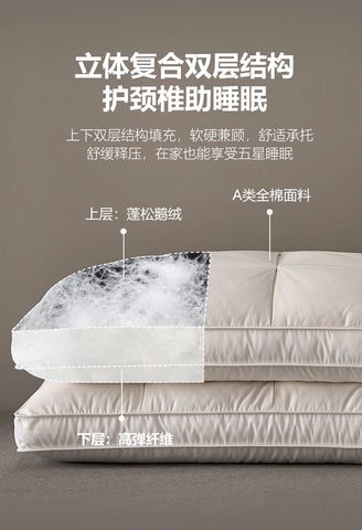 100% Down Pillow Core 95 White Goose Down High end Sleep Memory Pillow 100% Cotton Shell Health Help Sleep