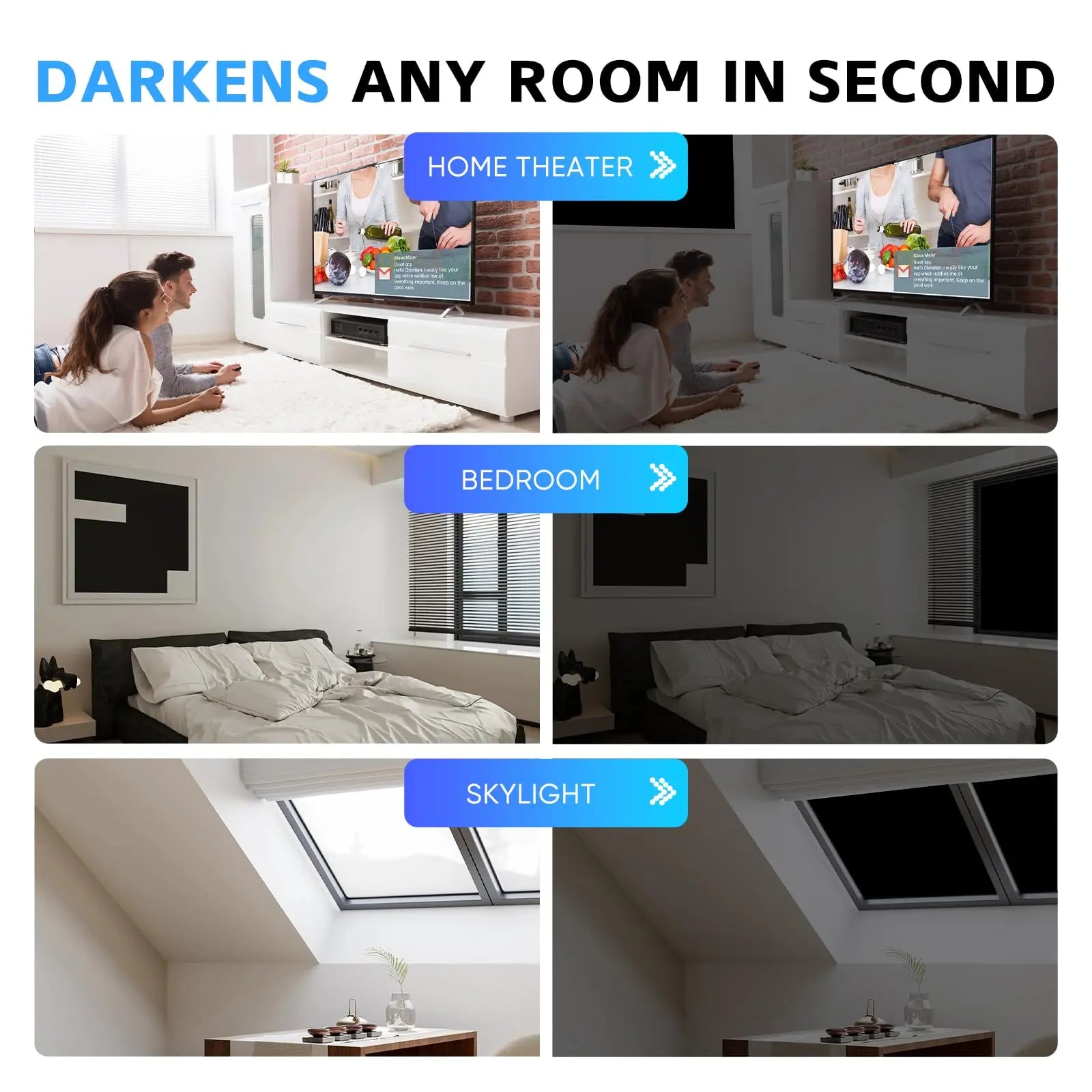 100 Blackout Window Cover Darkest Light Block Black Privacy Film House Home Tint Glass Cloth Curtain Bedroom UV Sunshade Sun