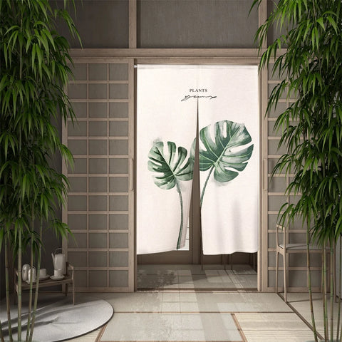 Summer Tropical Plant Leaves Door Curtain Turtle Leaves Partition Curtains Modern Room Kitchen Entrance Hanging Half-Curtain