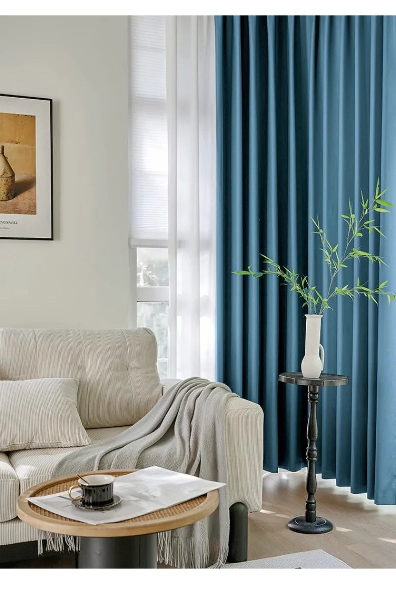Grey Blackout Curtains Thermal Insulation Cotton Linen Drapes for Bedroom Living Room Sunshade Luxury Custom Window Treatments