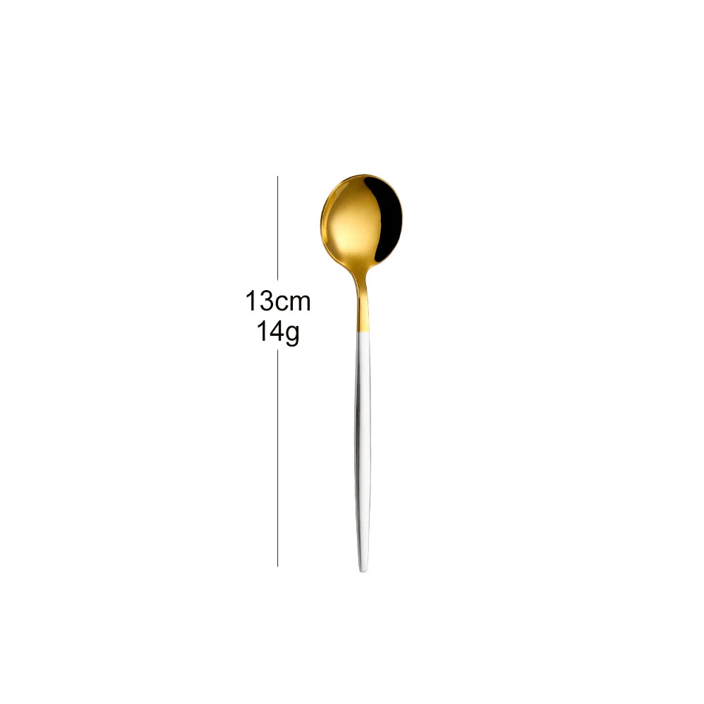 5/6 Pieces Gold Stirring Teaspoons Stainless Steel Mini Coffee Spoon Set Ice Cream Cake Dessert Spoon Mirror Kitchen Utensils