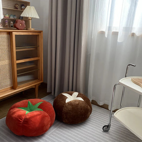 1pc Sofa Bay Window Cushion Bedroom Room Decoration Ins Style Cute Little Ornaments Mushroom Tomato Cushion Pillow
