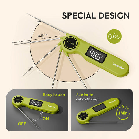 Tempwise RHT-21K Instant Read Food Thermometer IP65 Waterproof Handheld Meat Thermometer Outdoor Indoor BBQ Thermometer