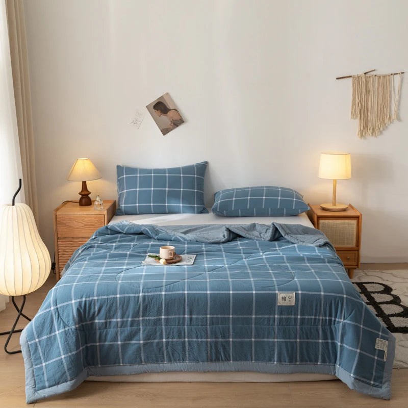 All cotton Air conditioning quilted quilt core summer washable comforter Simple Plaid soft duvet of single twin full queen size