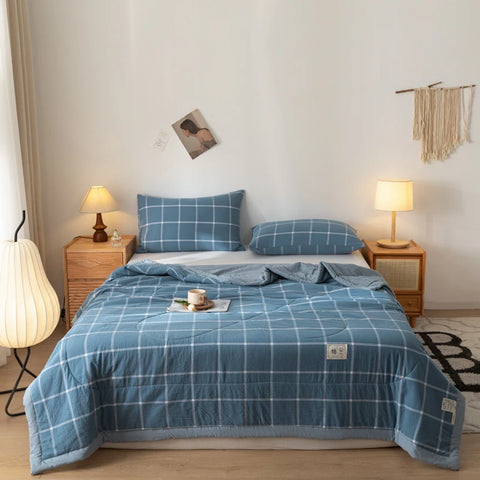 All cotton Air conditioning quilted quilt core summer washable comforter Simple Plaid soft duvet of single twin full queen size
