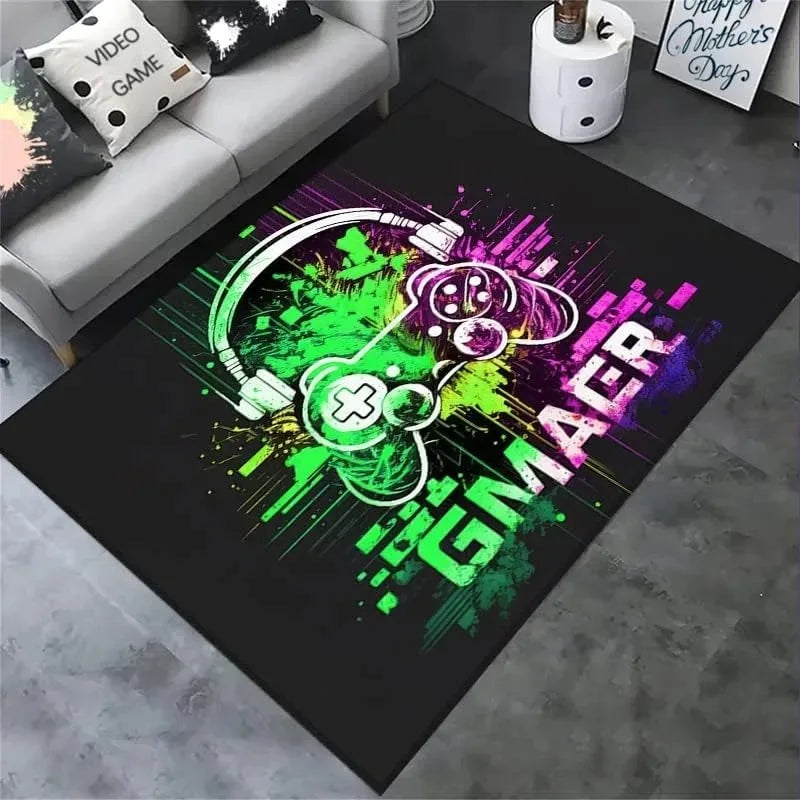 2024 Gaming for Boys Room Gamer Casual Carpet with Controller Design Rug for Game Room Bedroom Decor Non-slip Machine Washab Mat