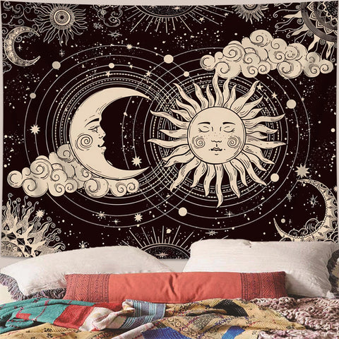 1pc Bohemian Mandala Tapestry, Retro Plant Flower psychedelic Tapestry, Hippie Style Room Decoration Wall Hanging