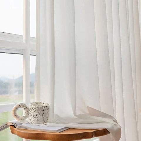 Thick Dense Soft Tulle Silk Like Cream White Sheer Curtains for Living Room Bedroom Window Voiles S Folds Kitchen Drapes