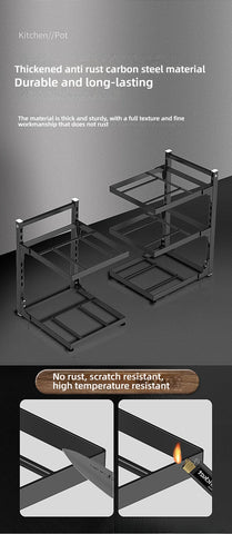 Kitchen Shelf Space-saving Kitchenware Storage Rack Adjustable Pot Rack 2-4 Tiers Under Sink/Corner Applicable