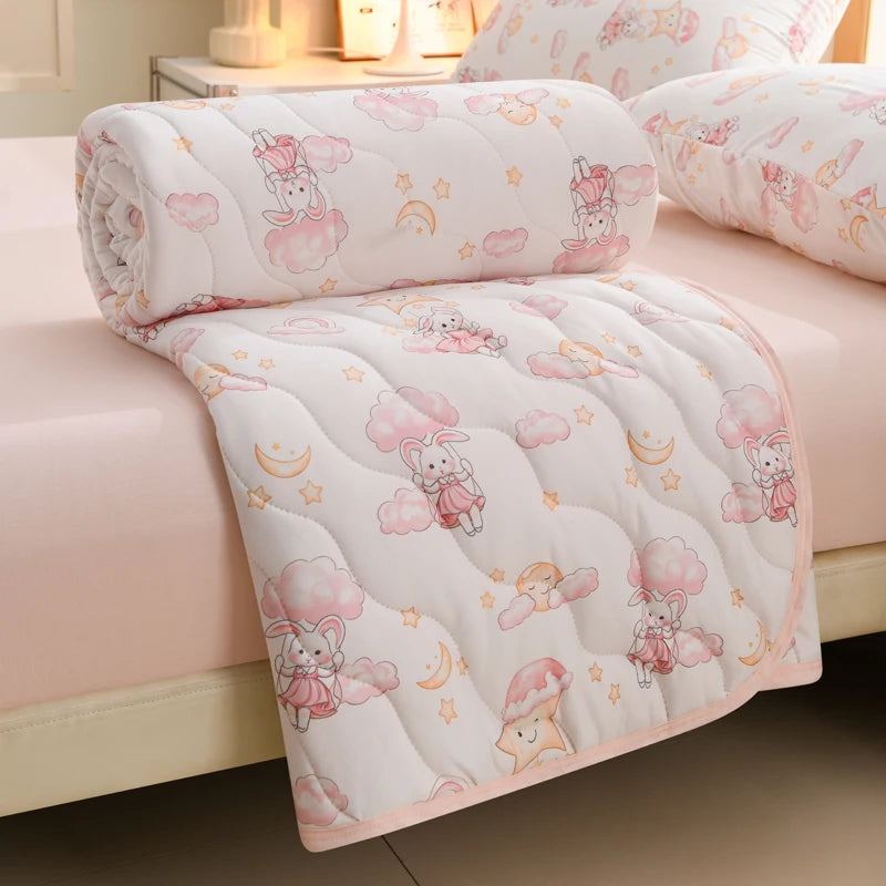 New Floral Print Spring Summer Quilt Soft Comfortable Quilted Quilts Single Double Blanket for Bed Comforter Knitted Thin Duvet