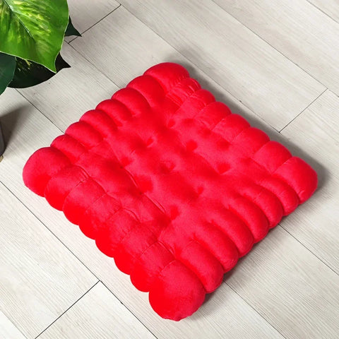 40*40CM Cookie Shaped Meditation Cushion Plush Fluffy Chair Cushion Machine Washable Student Seat Cushion Living Room Decoration
