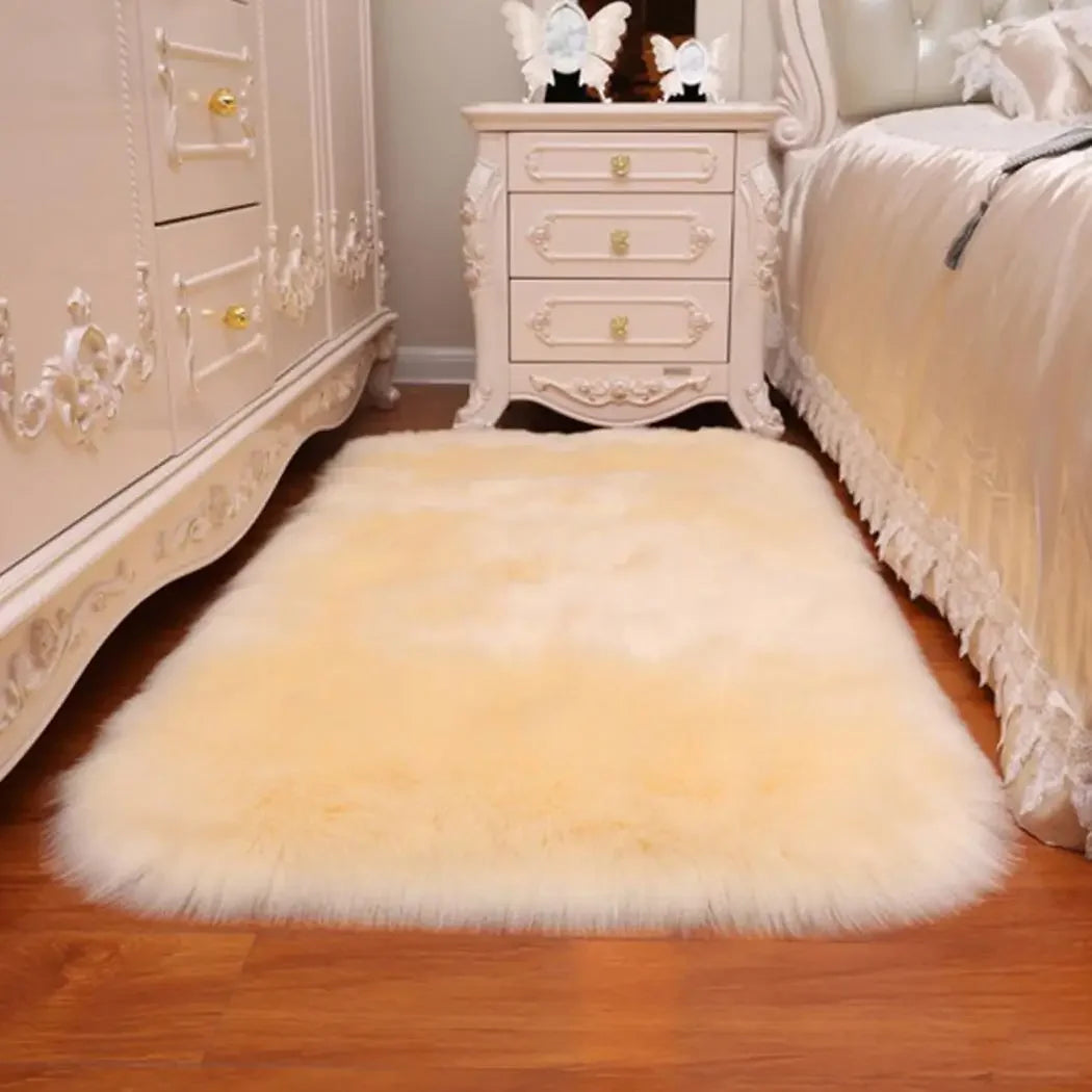 40x40cm Square Soft Area Rugs Living Room Bedroom Bedside Sofa Soft Mat Artificial Wool Sheepskin White Pink Carpet Washable Rug