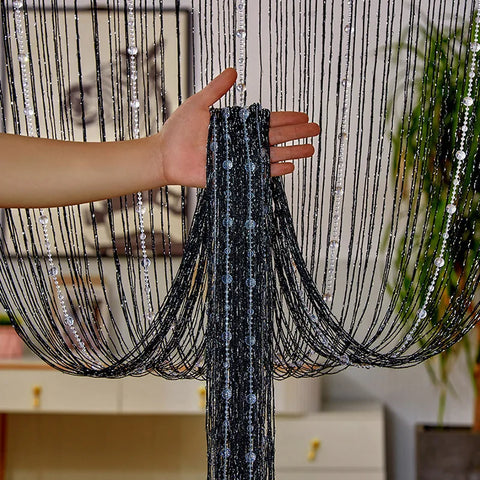 100CM X 200CM Crystal Beaded String Curtains Screen String Divider Blind for Salon Living Room Door Wall Window Tassel Curtain