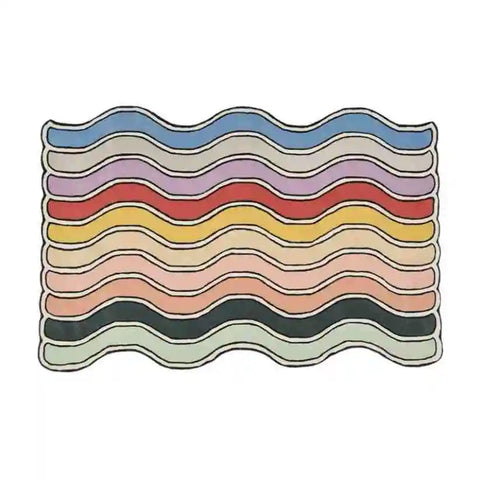 VIKAMA Creative Rainbow Wave Rug Bedside Blanket Absorbent Bathroom Floor Mat Living Room Sofa Coffee Table Rug Easy to clean