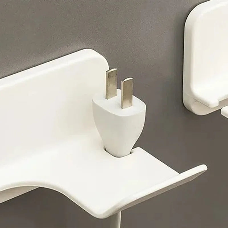 Hair Dryer Holder Wall Bathroom Shelf Without Drilling Plastic Hair Dryer Stand with Storage Box Toilet Blower Holder Shelf