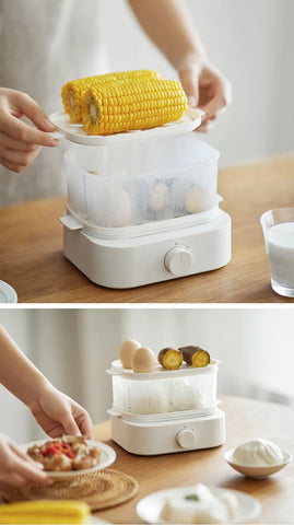 6 Egg Cooker Electric Fast Boiling Egg Maker Energy Saving Office Lunch Egg Steamer BPA-Free Plastic Compact For Kitchen/Dorm