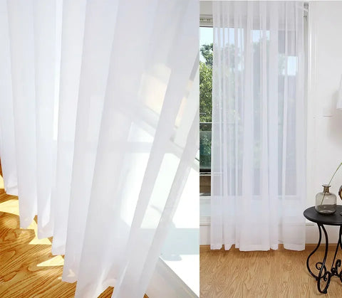 Modern White Solid Tulle Curtains for Living Room Bedroom Balcony Window Screening Sheer Voile Drapes Gauze Treatments Door
