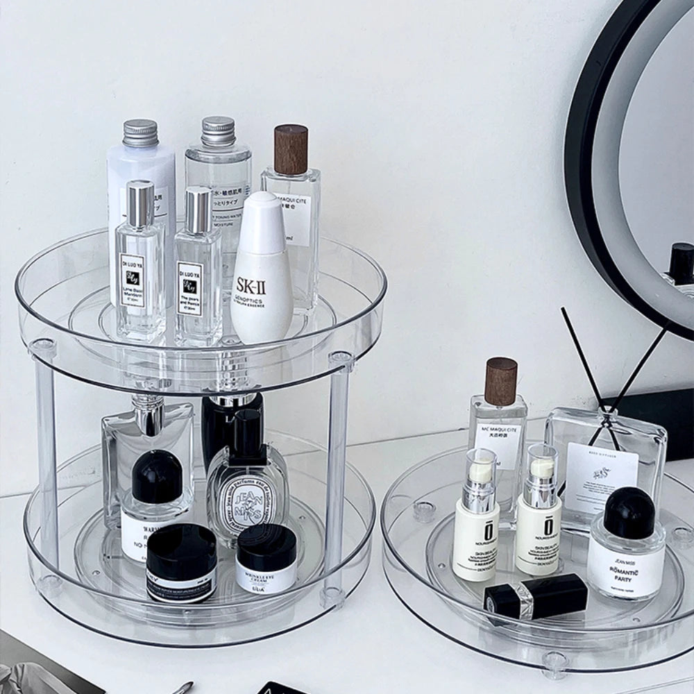 360° Rotatable Desktop Cosmetic Rack Bathroom Shelf Large-capacity Perfume Aromatherapy Skin Care Product Storage Rack Organizer