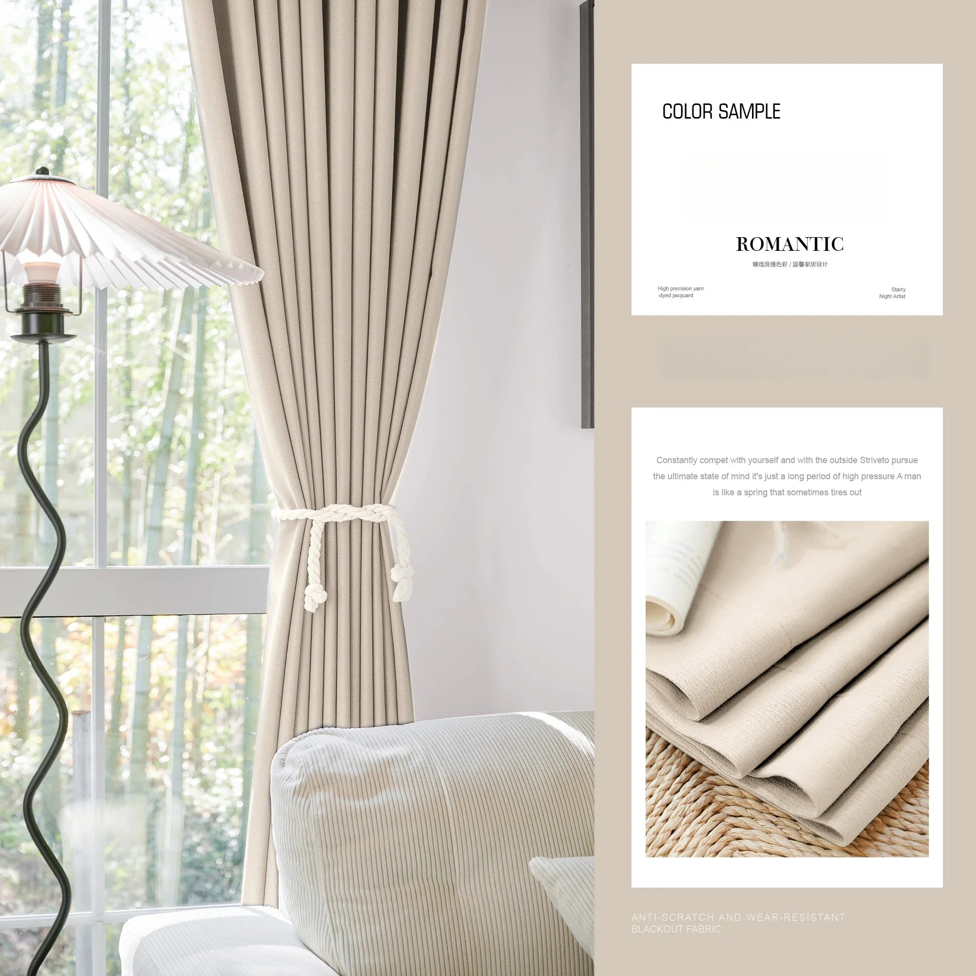 Grey Blackout Curtains Thermal Insulation Cotton Linen Drapes for Bedroom Living Room Sunshade Luxury Custom Window Treatments