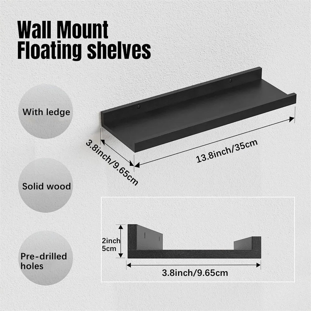 Set of 3 Floating Shelves for Wall Living Room Decor Wall Mounted Shelves with Lip for Display Picture Ledge Shelf for Bedroom