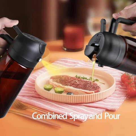 16oz/470ML Light Blocking Brown Oil Sprayer for Cooking 2 in 1 Olive Oil Dispenser Bottle for Kitchen Oil Bottle Seasoning Tools