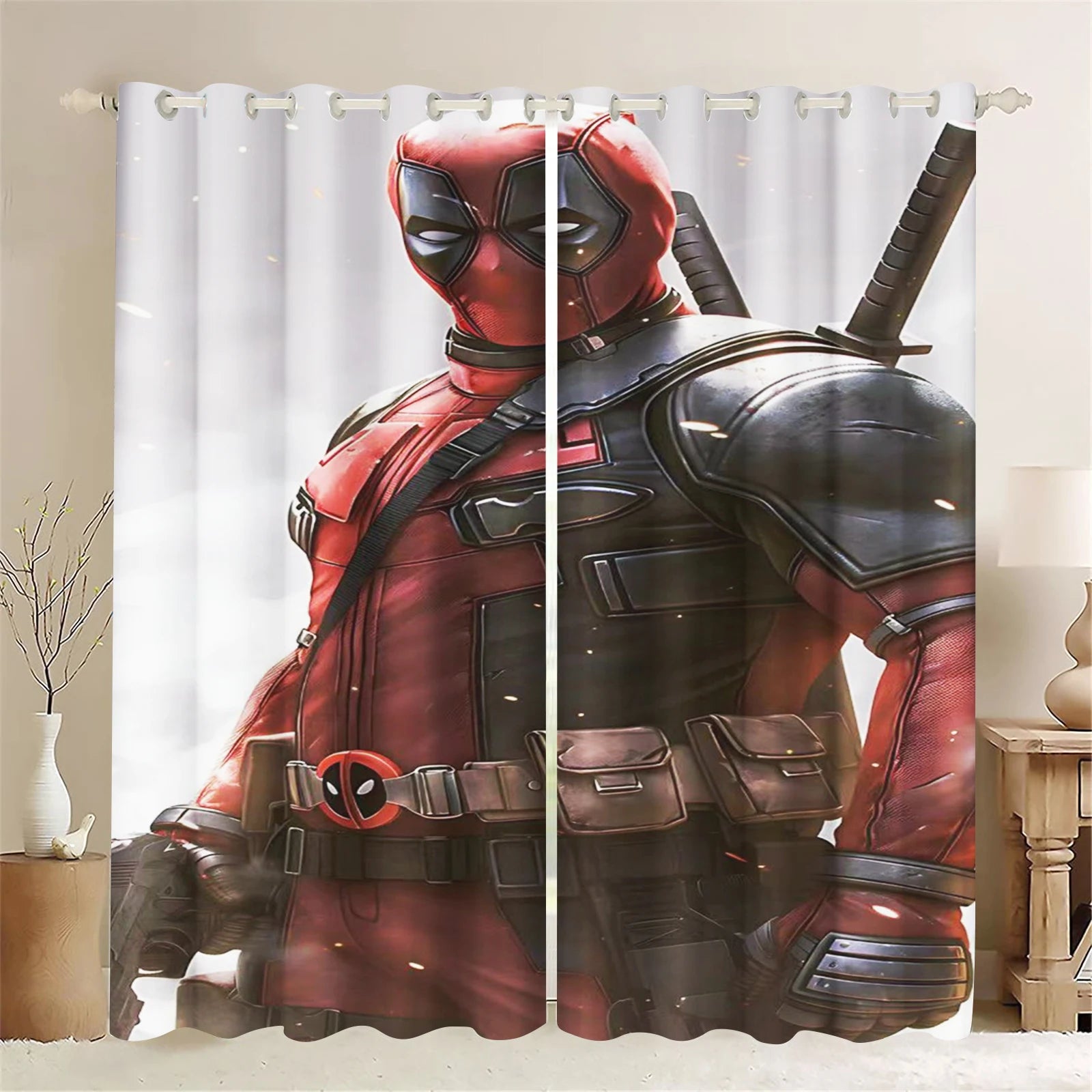 Deadpool and Wolverine Cartoon Curtain Blackout Animated Fashion Suitable For Bedroom Kids Adult Gifts Room Decoration