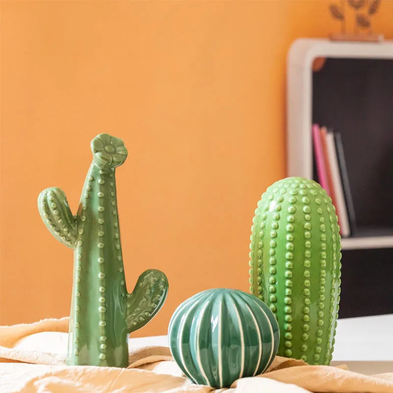Nordic Ceramic Handicrafts Simulation Cactus Ornaments Art Decorative Home Furnishings Photography Props Green Room Decor