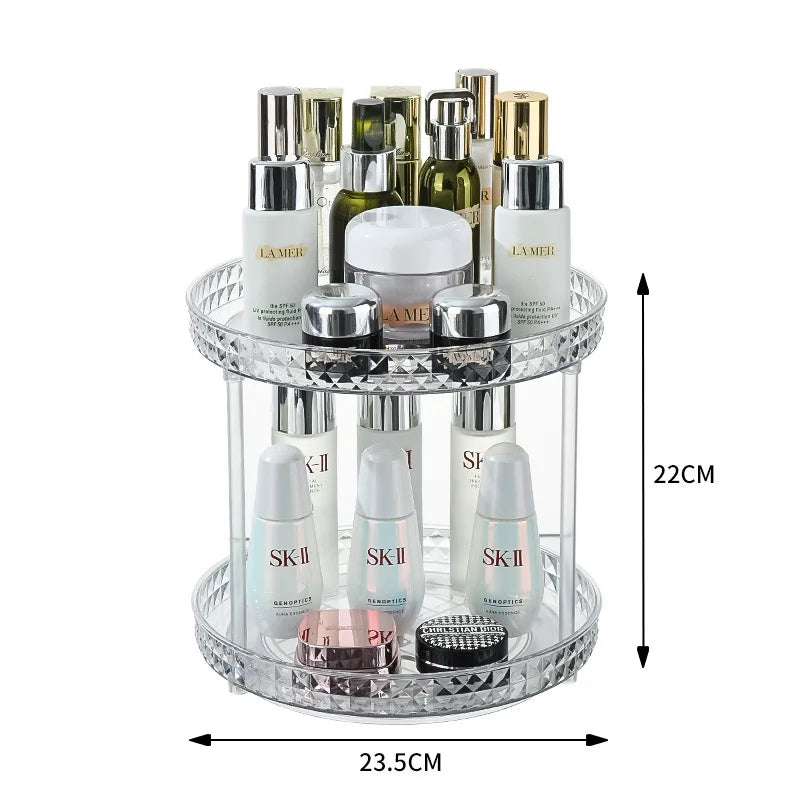 360° Rotatable Desktop Cosmetic Rack Bathroom Shelf Large-capacity Perfume Aromatherapy Skin Care Product Storage Rack Organizer