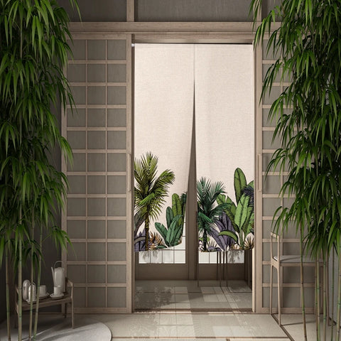 Summer Tropical Plant Leaves Door Curtain Turtle Leaves Partition Curtains Modern Room Kitchen Entrance Hanging Half-Curtain