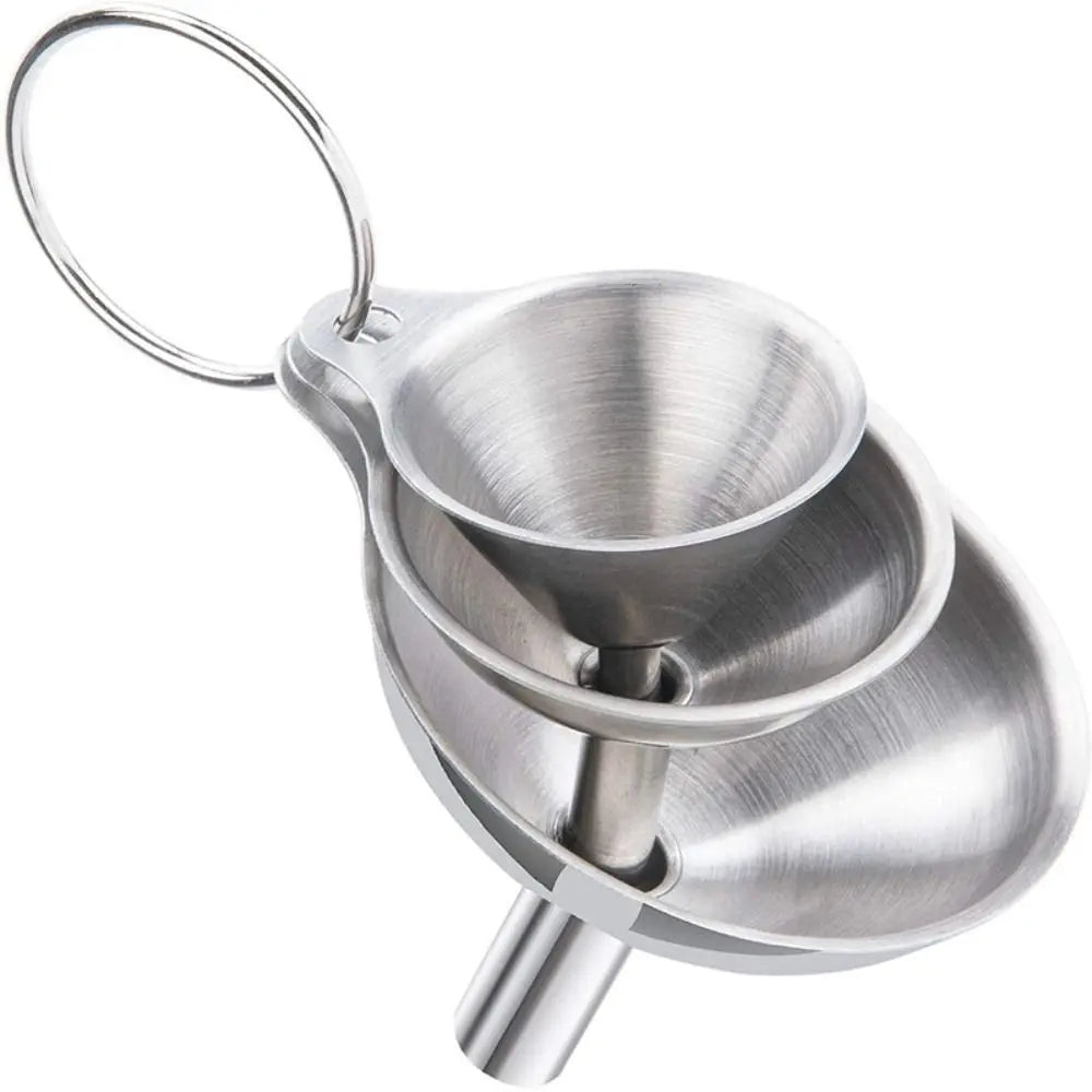Wide Mouth Stainless Steel Funnel Spice Cooking Oil Filter Kitchen Tool Strainer with Handle Oil Spill Filter Funnel