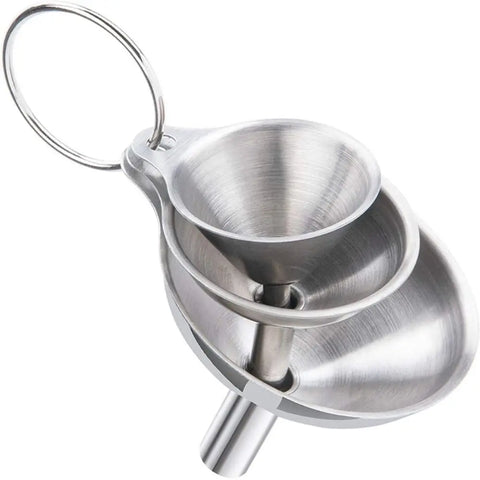 Wide Mouth Stainless Steel Funnel Spice Cooking Oil Filter Kitchen Tool Strainer with Handle Oil Spill Filter Funnel