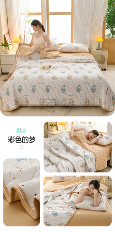 New Floral Print Spring Summer Quilt Soft Comfortable Quilted Quilts Single Double Blanket for Bed Comforter Knitted Thin Duvet