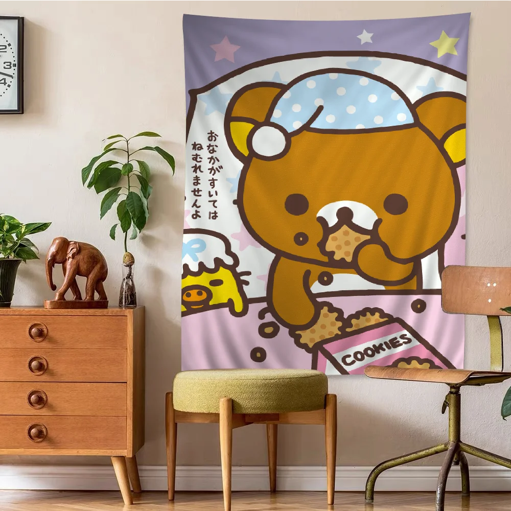 Cute Cartoon R-Rilakkuma Hippie Wall Hanging Tapestries Bohemian Wall Tapestries Mandala INS Home Decor