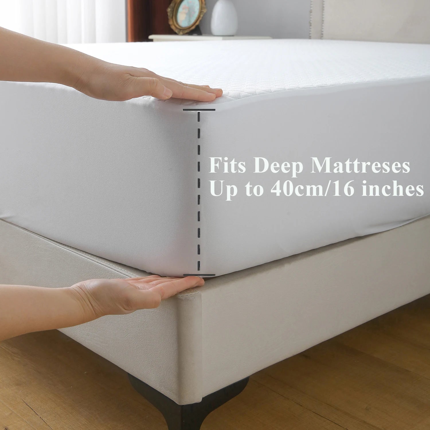 1 pc Cooling Mattress Protector Cover, 400 Thread Count,Breathable & Cool for Hot Sleepers,16" Deep Pocket Queen King Size