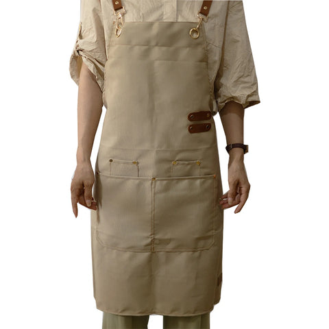 Fashion Unisex Work Apron For Men Canvas Black Apron Bib Adjustable Cooking Kitchen Aprons For Woman With Tool Pockets