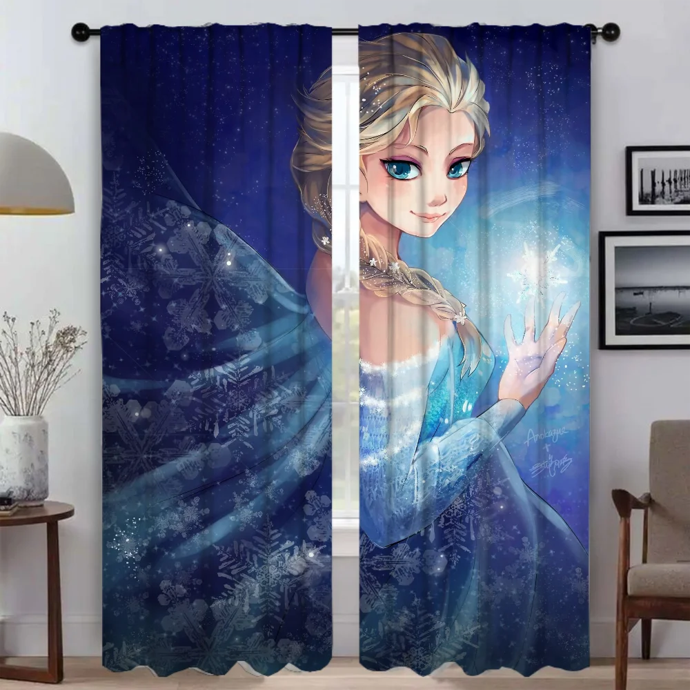 Tulle for Bedroom Frozen Blackout Curtain for Room 2 Panel Partition Curtains Child Room Home Interior Curtains Shades Living