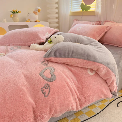 Rainbow Theme Plush Duvet Cover Fluffy Soft Boys Girls Luxury Queen Quilt Cover Winter Warm Letter Print Bedding No Pillowcase