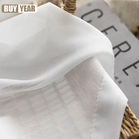 High Quality Solid White Tulle Curtains for Living Room Cream Decoration Beige Window Sheer Voile Modern Bedroom Chiffon Decor