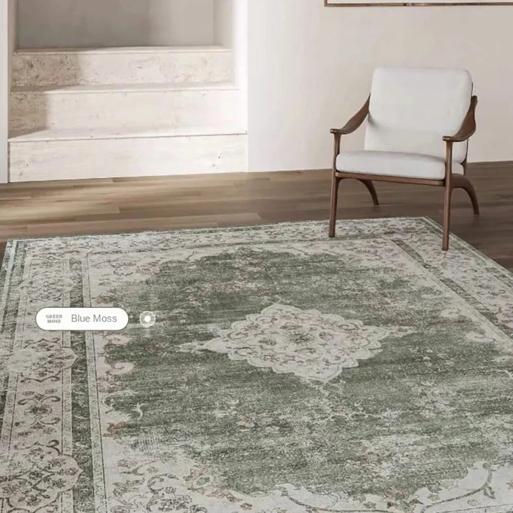 VIKAMA Bohemian Faux Wool Rug - Ultra-Thin, Stain-Resistant,Non-Slip Carpet for Study Room & Living Room,Soft Floor Mat Home Dec
