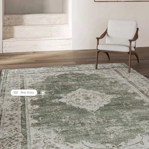VIKAMA Bohemian Faux Wool Rug - Ultra-Thin, Stain-Resistant,Non-Slip Carpet for Study Room & Living Room,Soft Floor Mat Home Dec