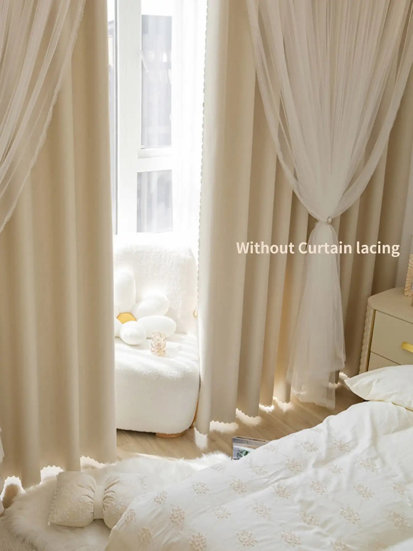Double layered blackout curtains for girls, internet celebrity princess style ins, Nordic star fabric and gauze all in one
