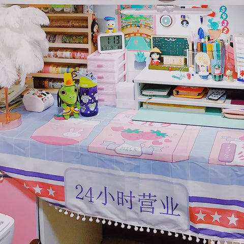 2022 New Pink White Tablecloth with Plush Ball for Kitchen Dining Table Rectangular Table Covers Christmas Decorations for Home