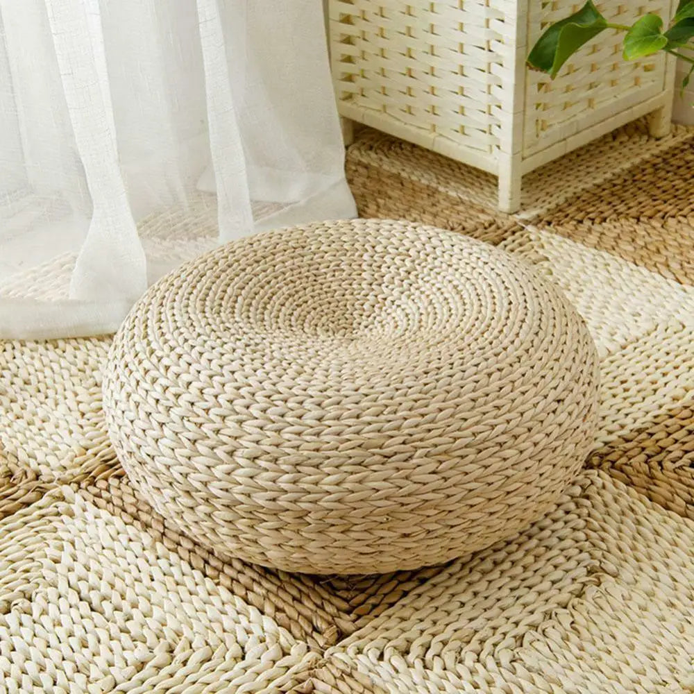 12inch Japanese Straw Cushion Tatami Floor Cushion Meditation Pillows Cushion Buckwheat Couch Pillows For Home Decoration 1PCS