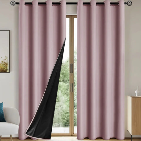 2pcs 100% Blackout Curtains, Thermal Insulated Window Drapes, Window Curtains for Bedroom Living Room, Home Decoration
