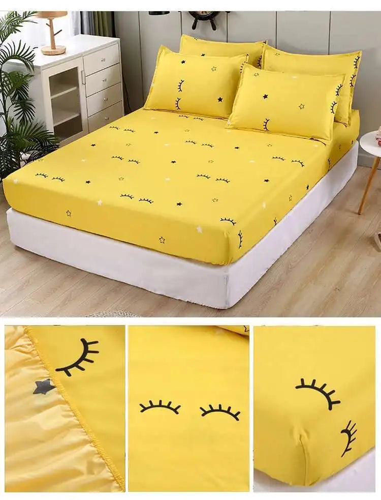Solstice Kids Dinosaur Bed Sheet Set - Cartoon Printed Draps De Lit With Pillowcase, Elastic Fitted (Single/Twin, 100% Cotton)