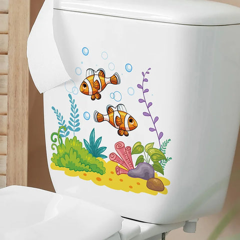 Green Plant Leaves Bathroom Toilet Sticker WC Closestool Wall Sticker Self Adhesive Mural Beautify Flower Home Decoration Decals
