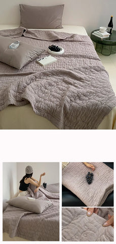 100% Cotton Duvet Quilted Quilts Single/Queen Size Comforter Summer Blanket High Quality Bedspread 여름이불(No Pillowcase)